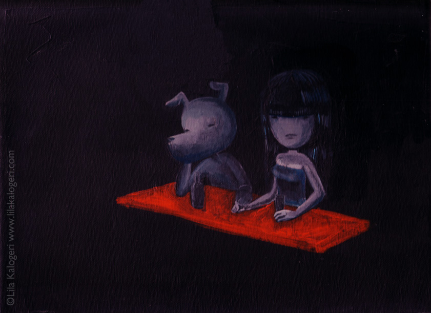 Grey Dog and girl
